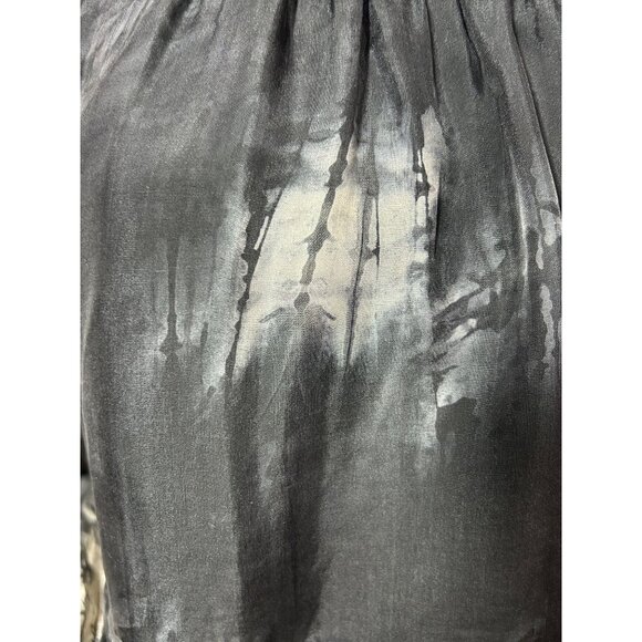 Tempo Paris Top M/L Black White Tie Dyed Long Sleeve Silk Italy Bell Sleeves - Picture 13 of 14